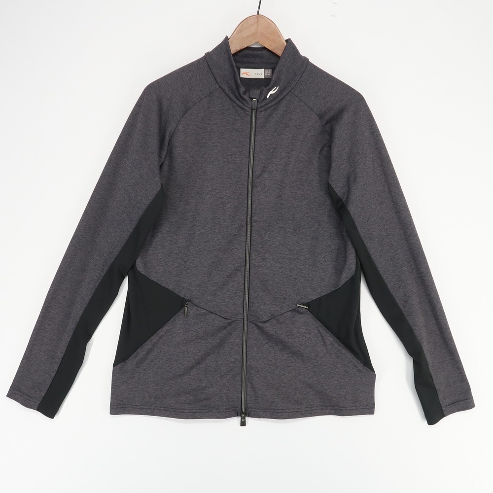 Kjus Marlene Full Zip Jacket Womens XL Gray Black Golf Outdoor Athletic Stretch‎